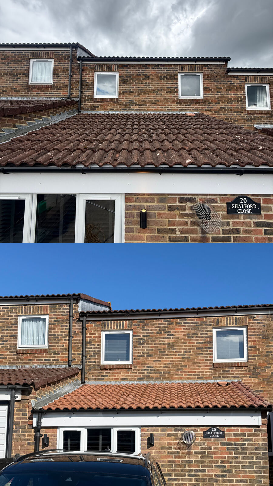 Roof, gutter and fascia clean before and after